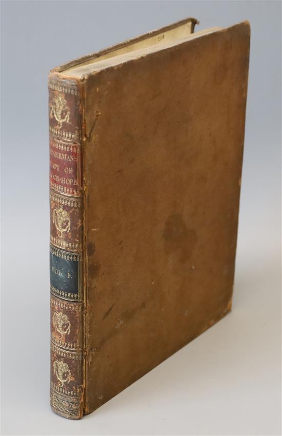 Sparrman, Anders - A Voyage to the Cape of Good Hope, 2nd edition, vol. one only, with folding map (small tear) and 3 plates, G.G.J. an